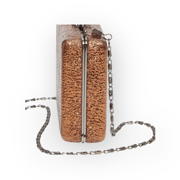 new Glitter Box Clutch Minaudière Evening Handbag ☾ Gold Drop In Chain Handle ☾ - Picture 7 of 16